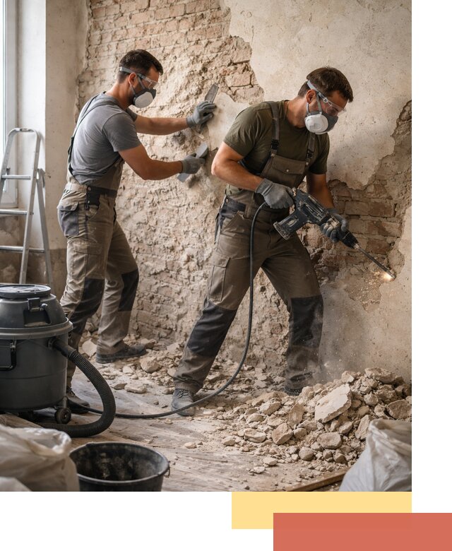 Демонтаж штукатурки со стен в Долгопрудном быстро и аккуратно