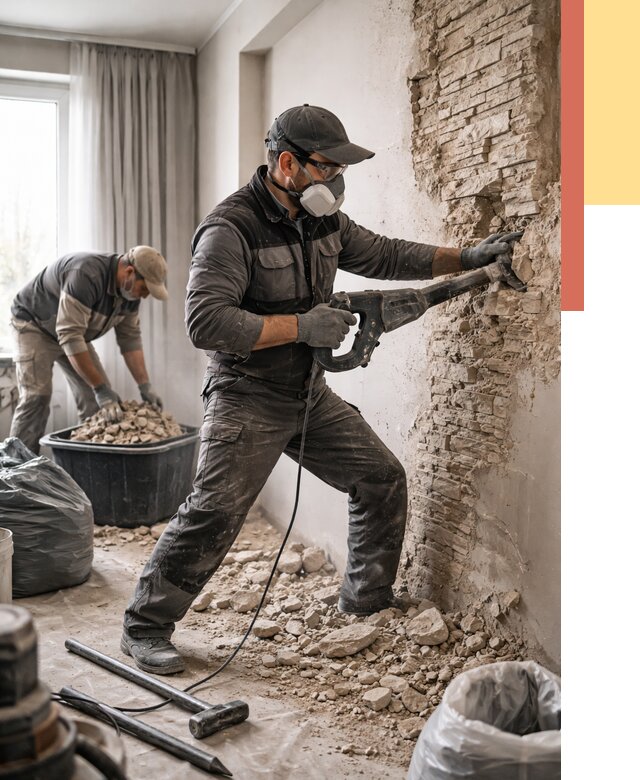 Демонтаж декоративного камня в Долгопрудном от 1471 руб/м² — быстро и недорого | ОТДЕЛОЧНИК-Длг