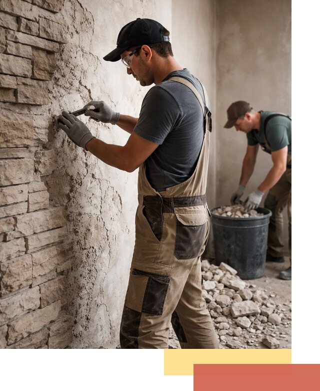 Демонтаж декоративного камня в Долгопрудном профессионально и безопасно