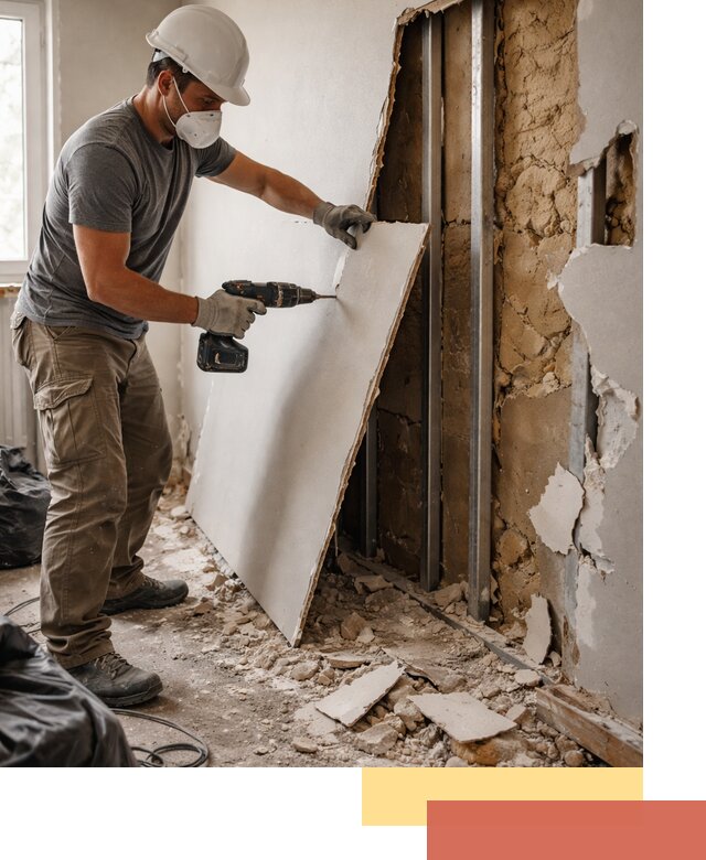 Демонтаж гипсокартона со стен в Долгопрудном качественно и быстро