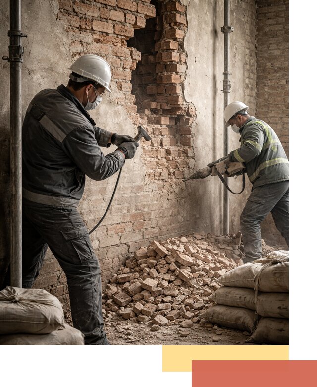 Демонтаж кирпичных стен в Долгопрудном быстро и безопасно