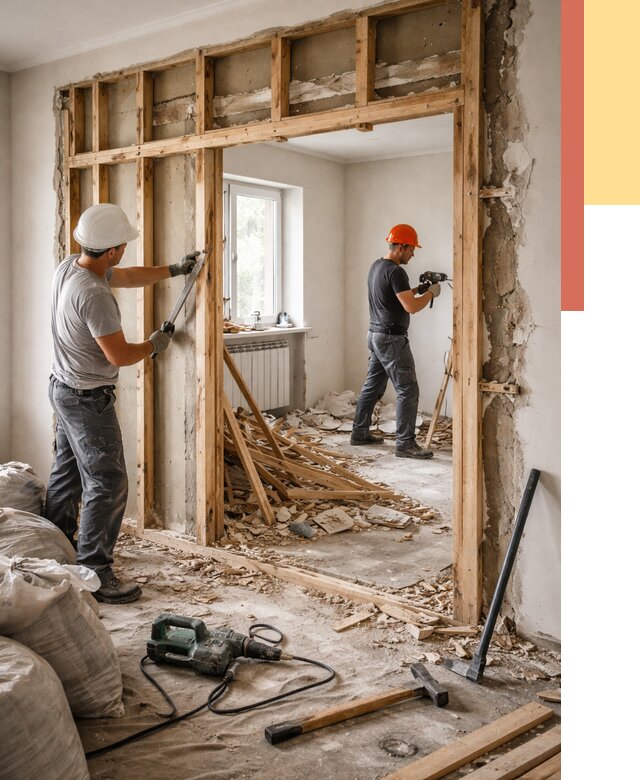 Демонтаж деревянных перегородок в Долгопрудном от 3247 руб. — быстро и недорого | ОТДЕЛОЧНИК-Длг