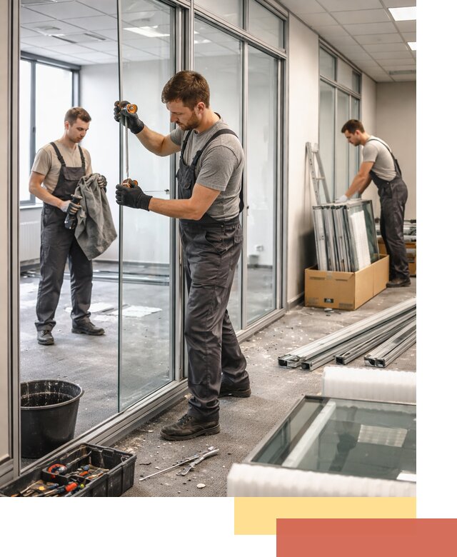 Демонтаж стеклянных перегородок в Долгопрудном быстро и безопасно