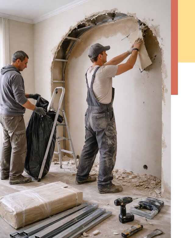 Демонтаж арки из гипсокартона в Долгопрудном от 3551 руб. — услуги под ключ | ОТДЕЛОЧНИК-Длг