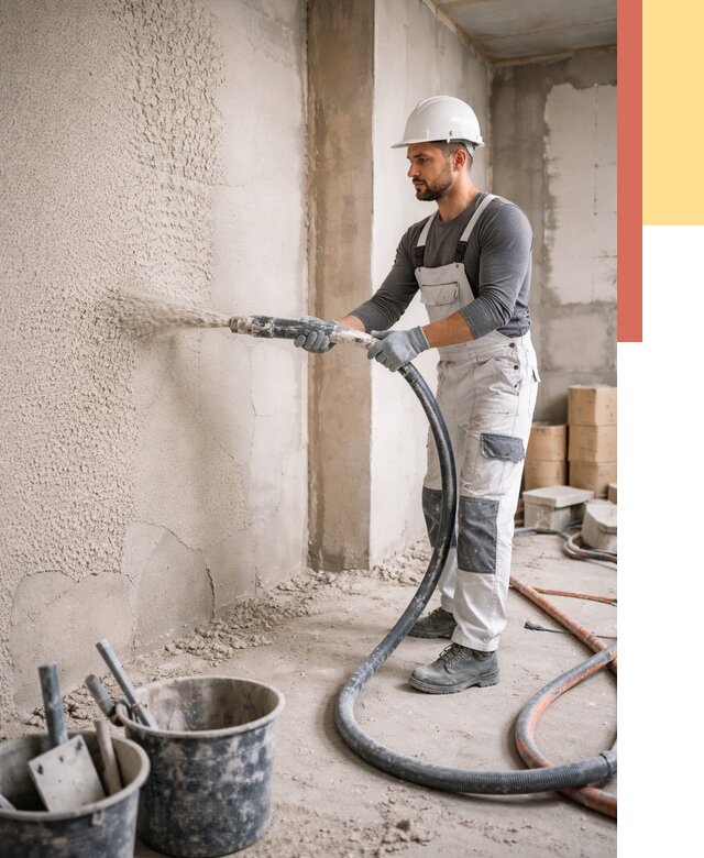 Машинная штукатурка стен в Долгопрудном под ключ от 6595 руб./м2 | ОТДЕЛОЧНИК-Длг