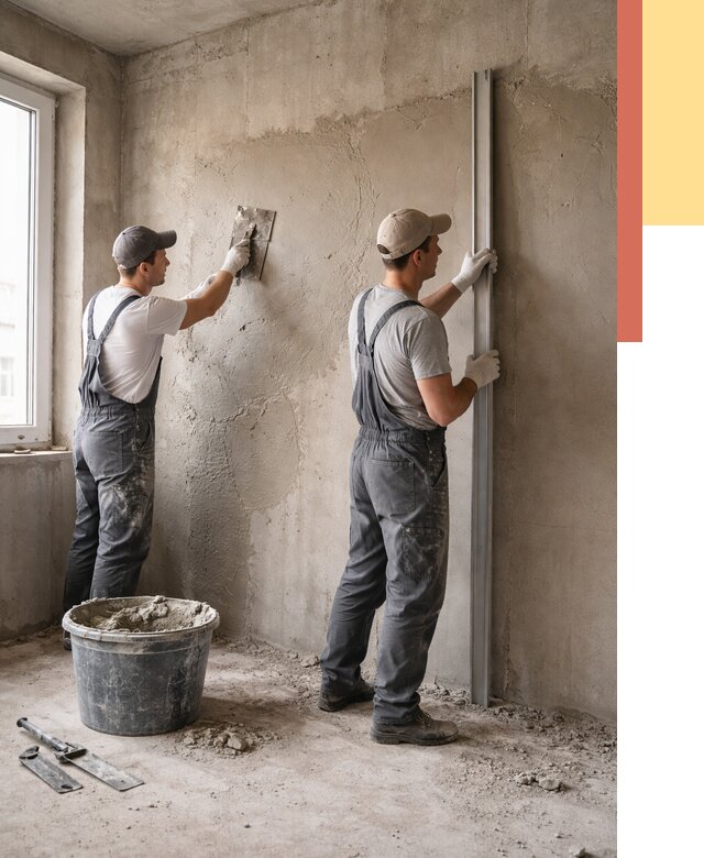 Штукатурка бетонных стен в Долгопрудном от 4566 руб/м² — качественно и быстро | ОТДЕЛОЧНИК-Длг
