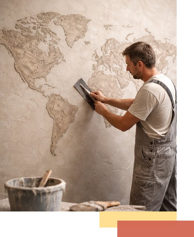 Декоративная штукатурка «Карта мира» под ключ в Долгопрудном