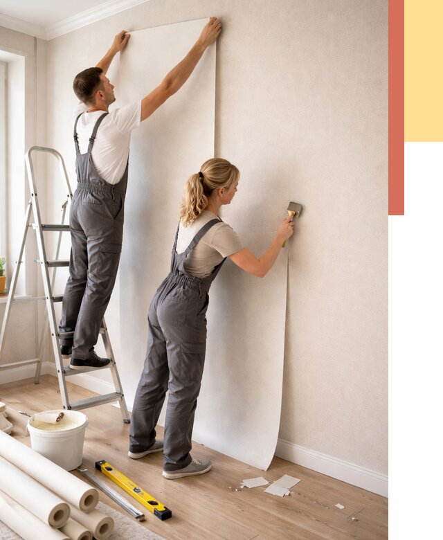 Поклейка флизелиновых обоев в Долгопрудном от 6088 руб. | Быстро и недорого — ОТДЕЛОЧНИК-Длг