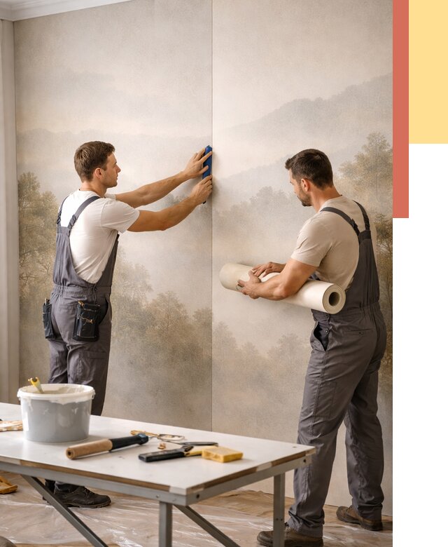 Поклейка фотообоев в Долгопрудном от 8624 руб/м² — быстро и недорого | ОТДЕЛОЧНИК-Длг