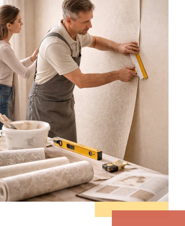 Поклейка обоев с подбором рисунка в Долгопрудном