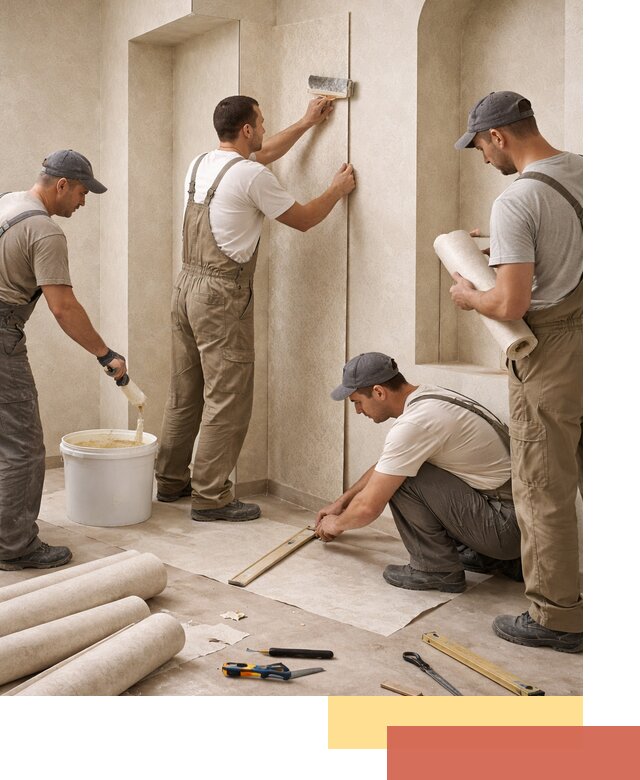 Поклейка обоев на сложные стены и неровные поверхности в Долгопрудном