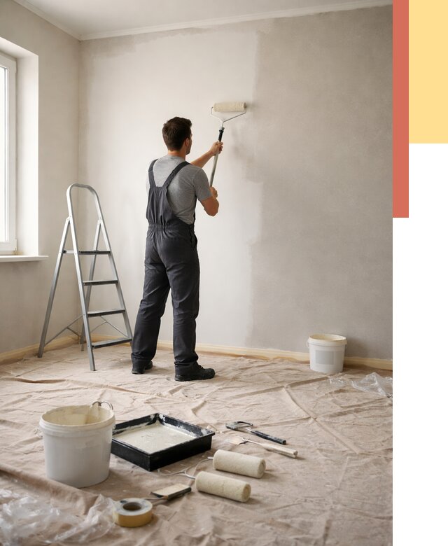 Покраска стен моющейся краской в Долгопрудном от 355 руб./м² — быстро и недорого | ОТДЕЛОЧНИК-Длг