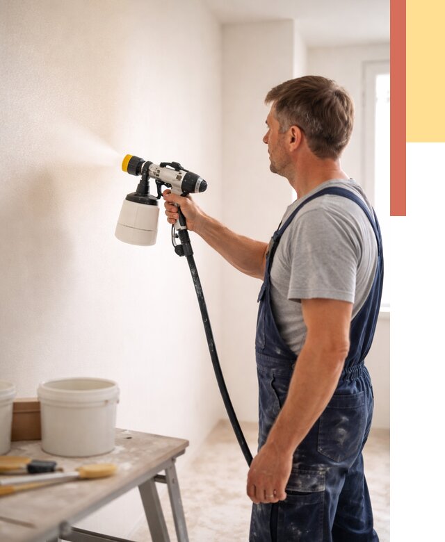 Покраска стен краскопультом в Долгопрудном от 7610 руб. — механизированная покраска | ОТДЕЛОЧНИК-Длг