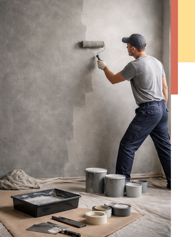 Покраска стен под бетон в Долгопрудном от 659 руб. за м2 — быстро и недорого | ОТДЕЛОЧНИК-Длг