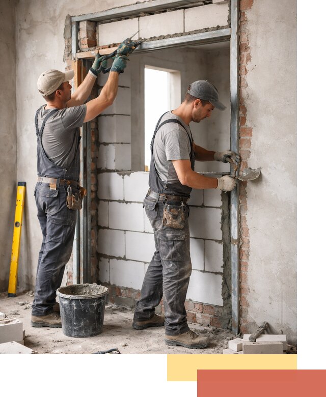 Закладка дверного проема под ключ в Долгопрудном: демонтаж, монтаж, отделка