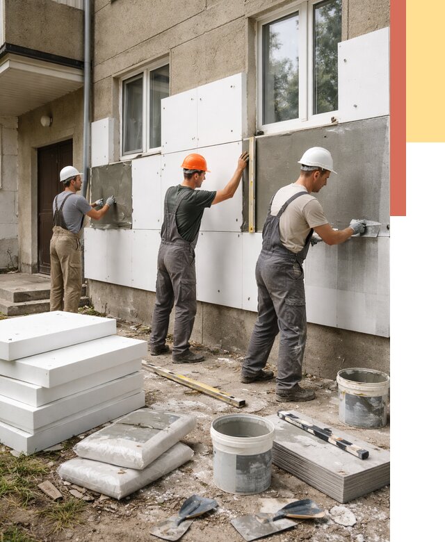 Утепление стен пенопластом в Долгопрудном от 1776 руб. — недорого и под ключ | ОТДЕЛОЧНИК-Длг