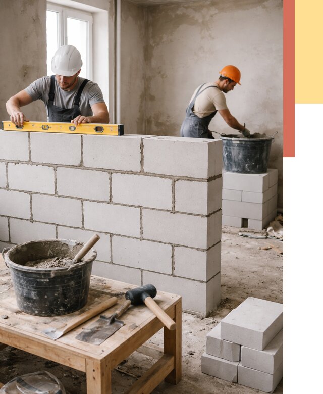 Кладка перегородок из газобетона в Долгопрудном от 3247 руб. под ключ | ОТДЕЛОЧНИК-Длг