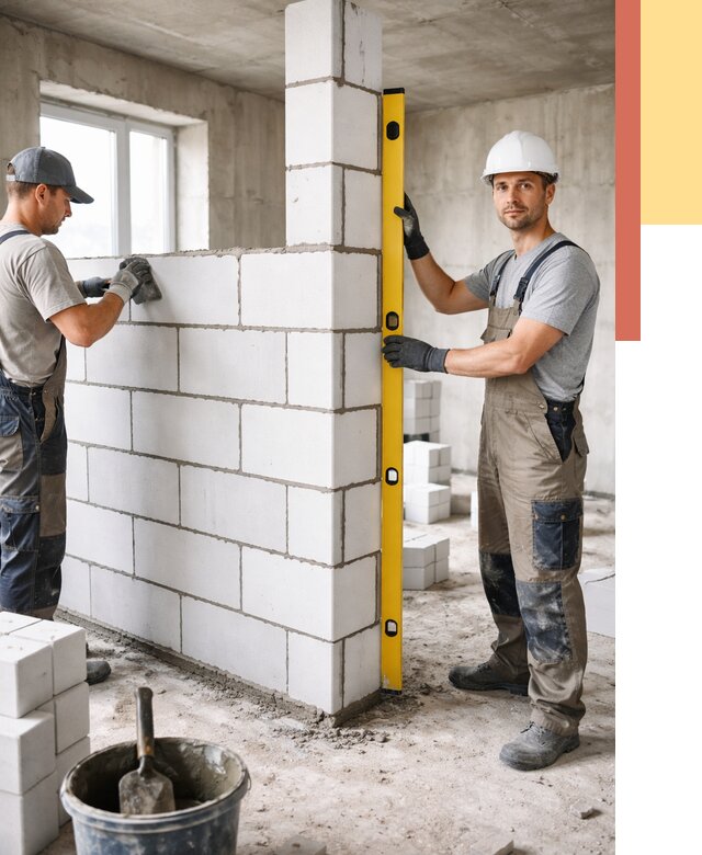 Кладка перегородок из пеноблока в Долгопрудном от 1826 руб. под ключ | ОТДЕЛОЧНИК-Длг