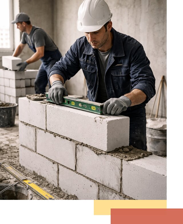 Кладка перегородок из пеноблока под ключ в Долгопрудном