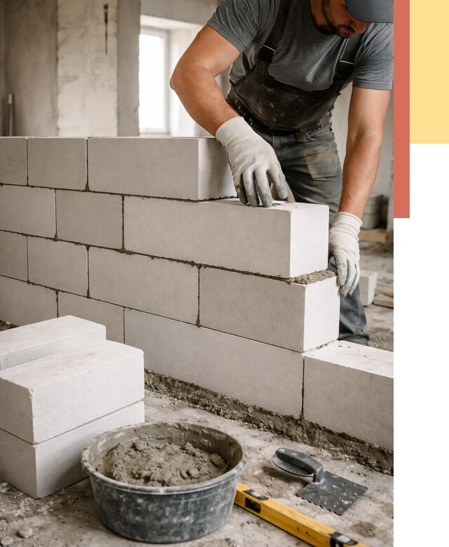 Кладка перегородок из силикатного блока в Долгопрудном от 4058 руб. под ключ | ОТДЕЛОЧНИК-Длг