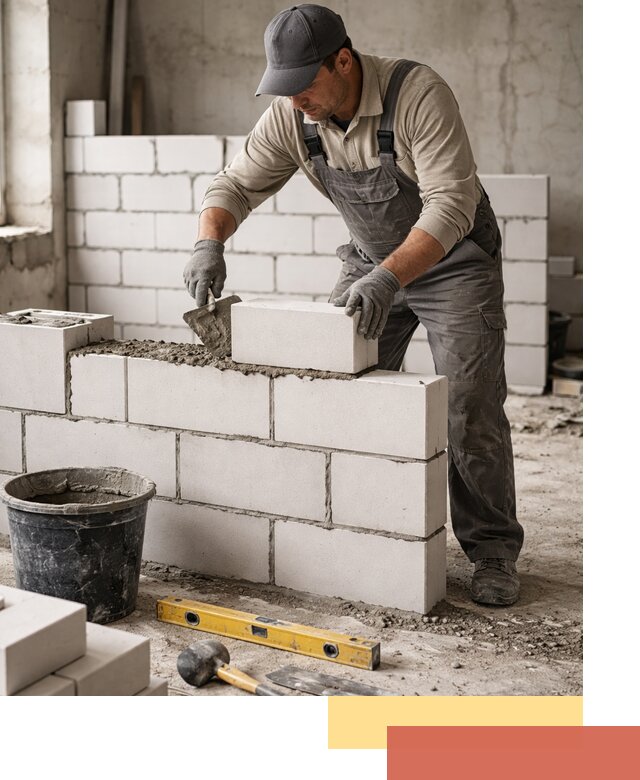 Кладка перегородок из силикатного блока в Долгопрудном