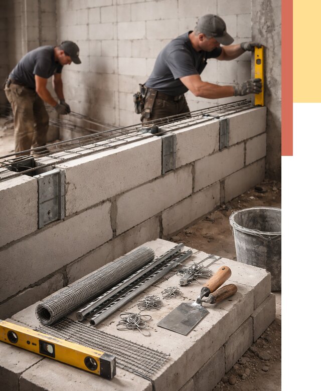 Армирование кладки перегородок в Долгопрудном от 761 руб. под ключ | ОТДЕЛОЧНИК-Длг