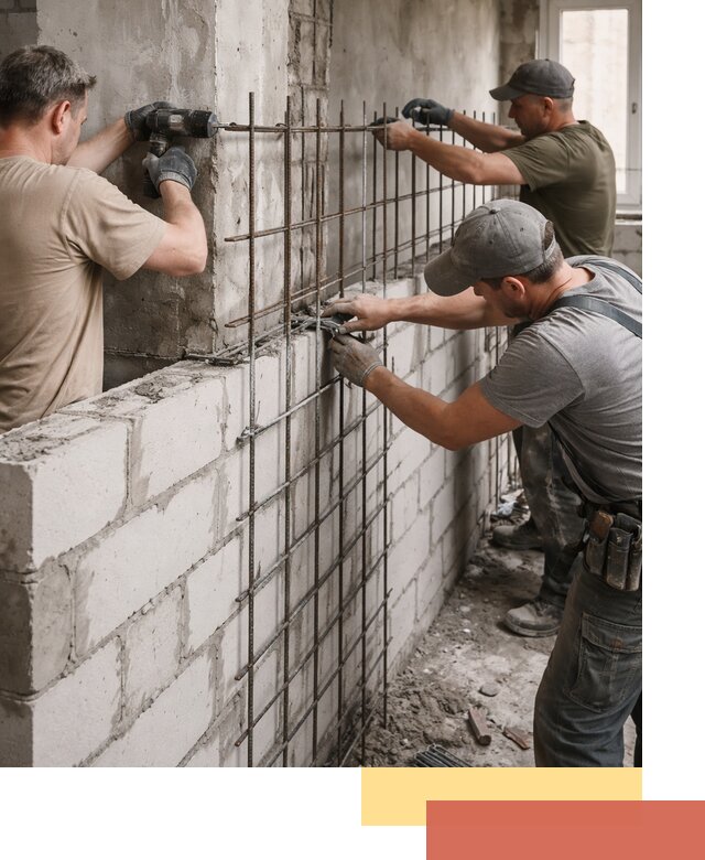 Армирование кладки перегородок в Долгопрудном профессионально и надёжно