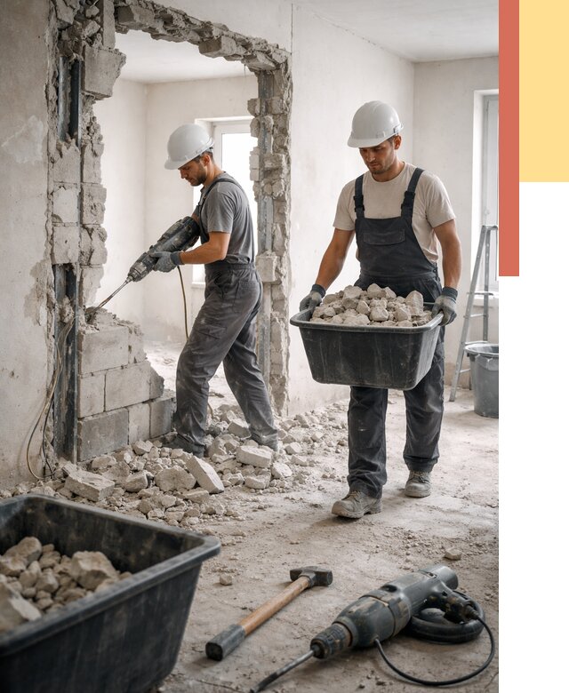 Демонтаж блоковых перегородок в Долгопрудном от 3805 руб. — быстро и недорого | ОТДЕЛОЧНИК-Длг