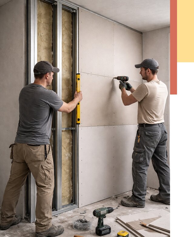 Монтаж двухслойной перегородки из гипсокартона в Долгопрудном от 1471 руб. | ОТДЕЛОЧНИК-Длг