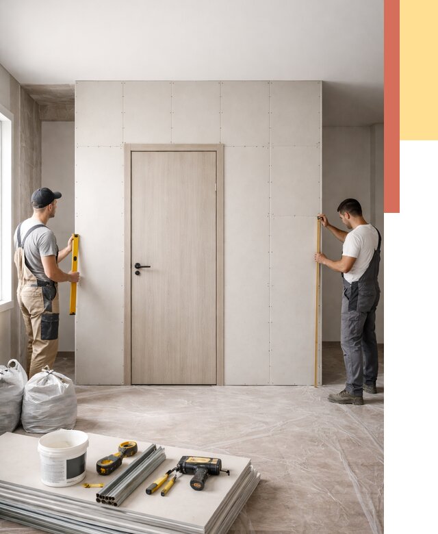 Перегородка из гипсокартона с дверью в Долгопрудном от 4566 руб. под ключ | ОТДЕЛОЧНИК-Длг