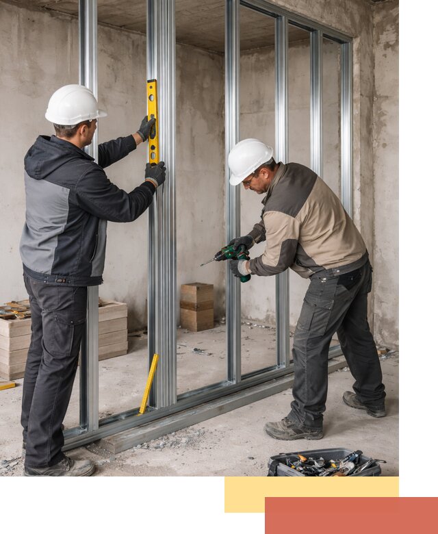 Монтаж каркаса перегородки из профиля в Долгопрудном