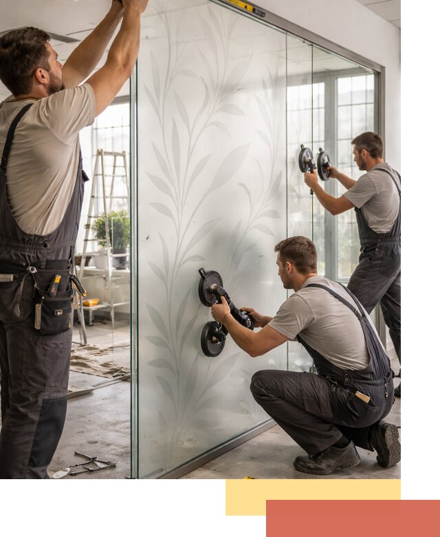 Стеклянные перегородки с рисунком на заказ в Долгопрудном