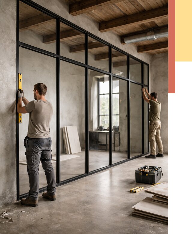 Стеклянные перегородки лофт в Долгопрудном от 10653 руб. под ключ | ОТДЕЛОЧНИК-Длг