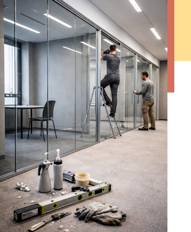 Стеклянные офисные перегородки в Долгопрудном от 8624 руб. — монтаж и установка | ОТДЕЛОЧНИК-Длг