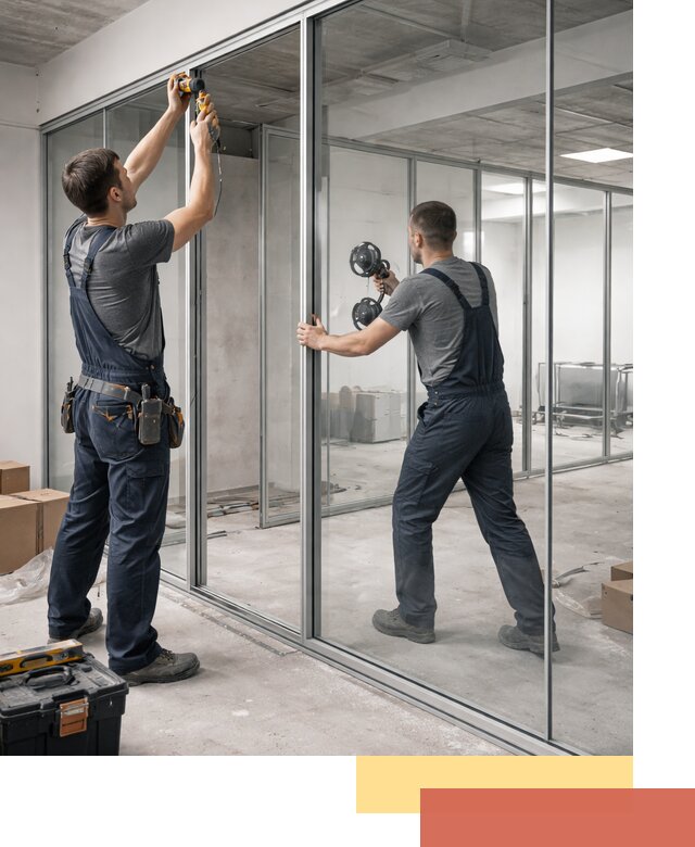 Алюминиевые перегородки со стеклом в Долгопрудном — изготовление и монтаж