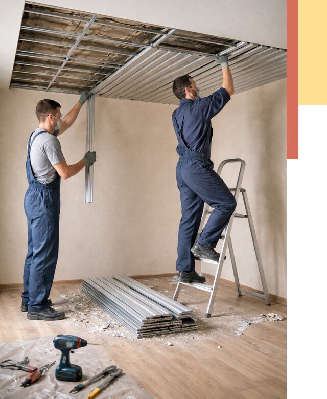 Демонтаж реечного потолка в Долгопрудном от 4566 руб. быстро и недорого | ОТДЕЛОЧНИК-Длг