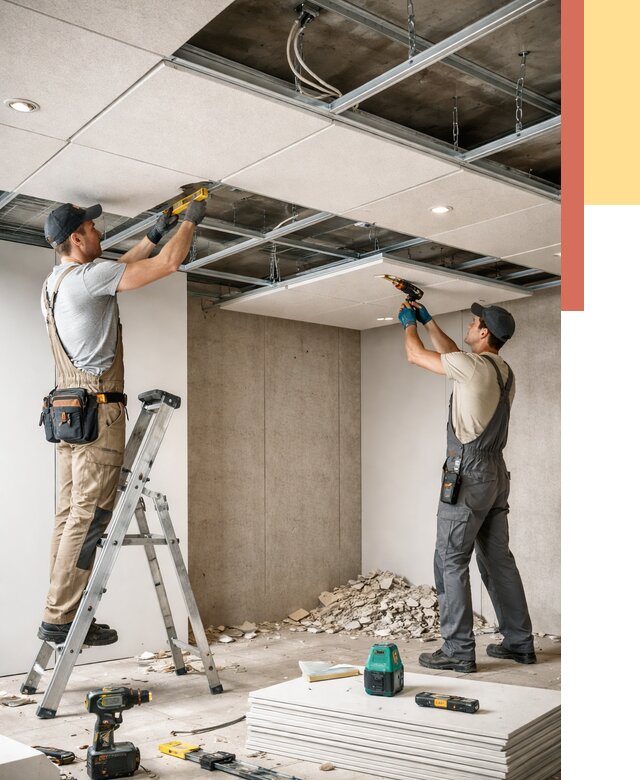 Монтаж акустического потолка в Долгопрудном от 6595 руб/м2 — быстро и недорого | ОТДЕЛОЧНИК-Длг