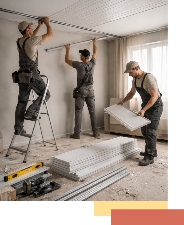 Монтаж потолка из ПВХ панелей в Долгопрудном оперативно и качественно