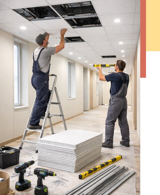 Ремонт потолка Армстронг в Долгопрудном от 4566 руб. — быстро и недорого | ОТДЕЛОЧНИК-Длг