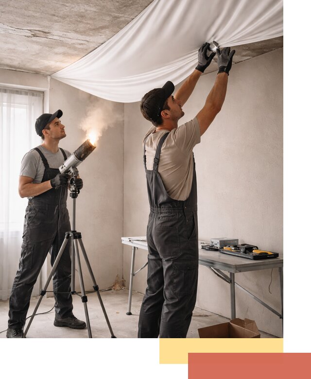 Установка натяжного потолка под ключ в Долгопрудном