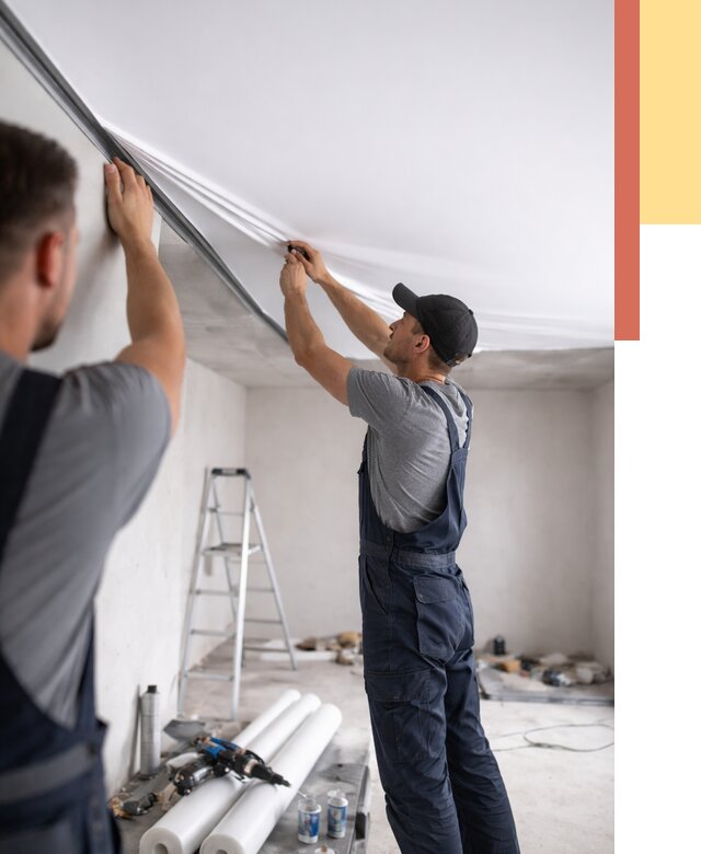 Монтаж матового натяжного потолка в Долгопрудном от 4566 руб./м² — быстро и недорого | ОТДЕЛОЧНИК-Длг