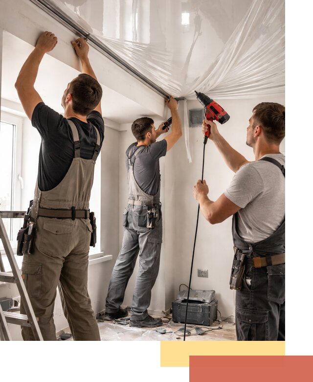 Монтаж глянцевого натяжного потолка в Долгопрудном быстро и качественно