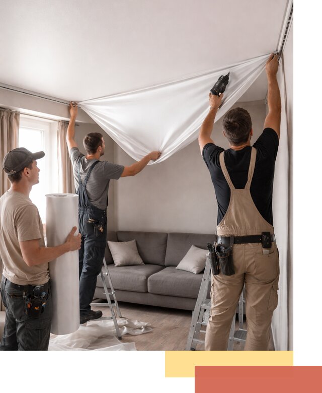 Монтаж сатинового натяжного потолка в Долгопрудном качественно и быстро