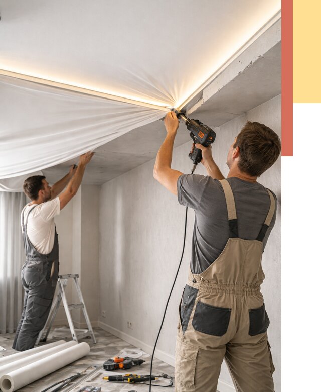 Монтаж натяжного потолка с подсветкой в Долгопрудном от 964 руб. | ОТДЕЛОЧНИК-Длг