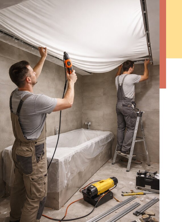 Монтаж натяжного потолка в ванной в Долгопрудном от 1218 руб. под ключ | ОТДЕЛОЧНИК-Длг