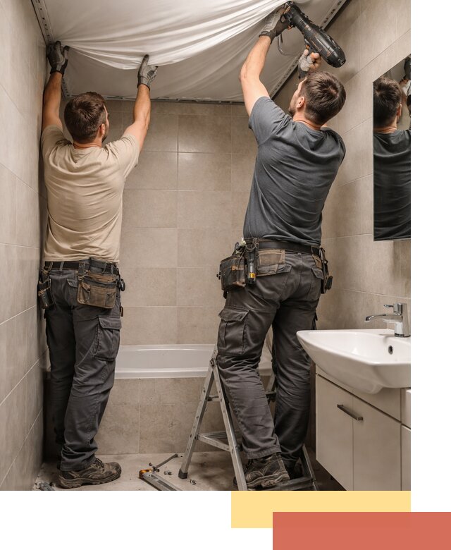 Монтаж натяжного потолка в ванной в Долгопрудном быстро и качественно