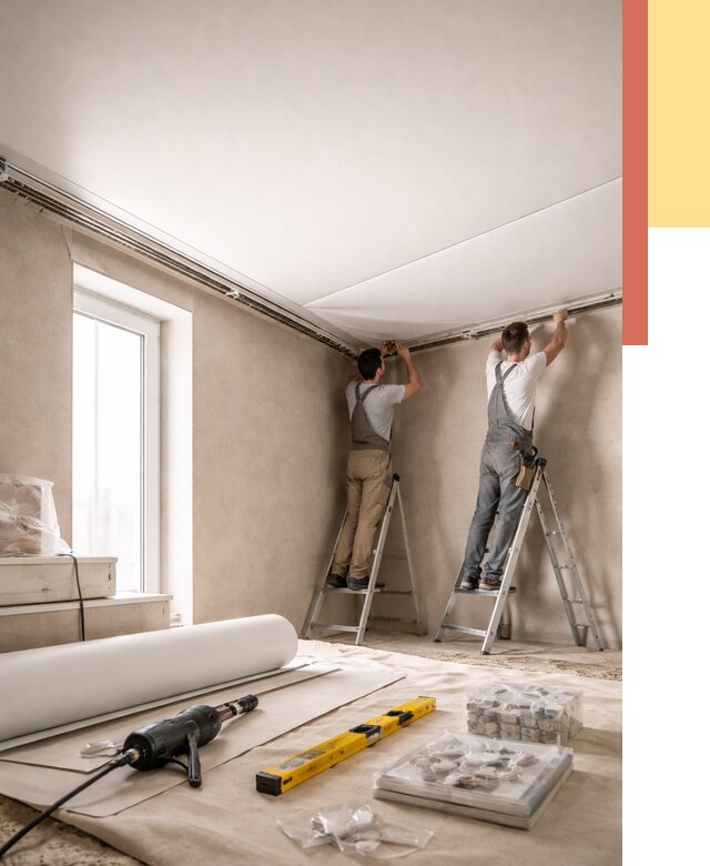 Монтаж натяжного потолка в спальне в Долгопрудном от 3855 руб. под ключ | ОТДЕЛОЧНИК-Длг