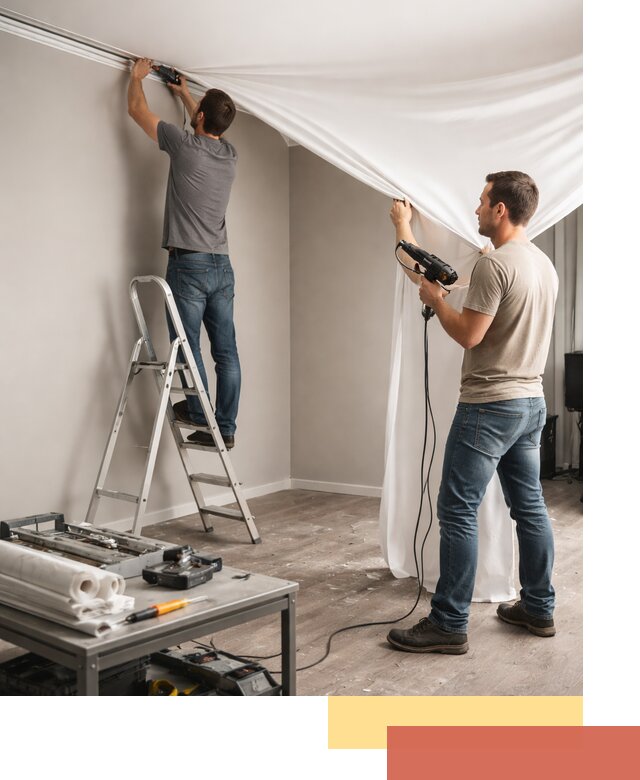 Монтаж натяжного потолка в студии в Долгопрудном