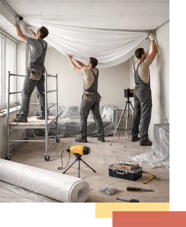 Монтаж натяжного потолка в офисе в Долгопрудном