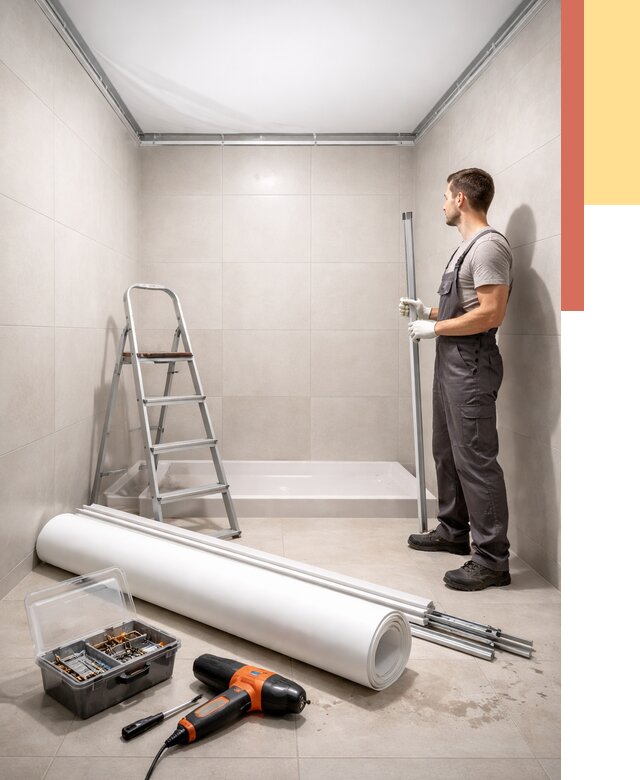 Монтаж натяжного потолка в санузле в Долгопрудном от 1877 руб. — ОТДЕЛОЧНИК-Длг